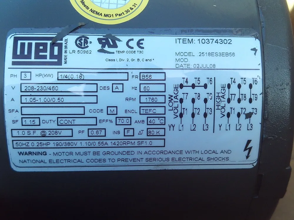 ELM1 4 3 18 TEFC 56 WEG pic 2 ELM1/4-3-18-TEFC-56-WEG - Image 2